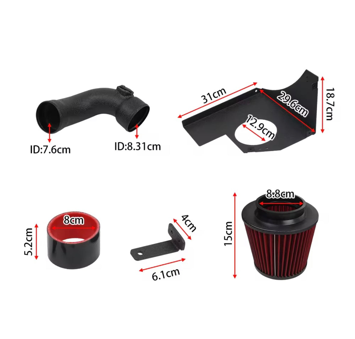 Cold Air Intake Kit with Heat Shield for BMW B48 2.0T